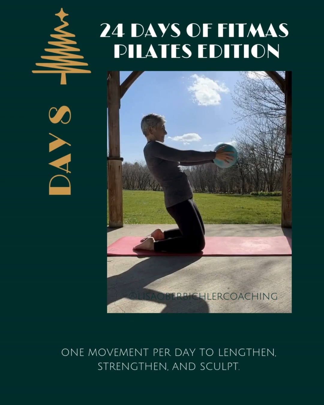 🎄✨ Day 8 of the 24 Days of Fitmas – Pilates Edition ✨🎄
Move: Quad Stretch + Pilates Ball Squeeze

Today we’re giving some love to the front of the legs AND adding a little extra spice with a ball squeeze for inner thigh activation. A delicious stretch with a sneaky strength element—just how Pilates likes it. 😉

How to Do It:
• Come into a low lunge position, back knee down.
• Place your Pilates ball between your inner thighs (yes, this changes EVERYTHING).
• Lift tall through your spine—think: crown of head to the ceiling.
• As you gently tuck your pelvis, press into the ball to activate adductors.
• Feel the quad + hip flexor lengthen as you breathe deeply.
• Switch sides and repeat.

Cueing:
✨ “Square the hips like headlights.”
✨ “Lightly hug the ball—inner thighs working but not cramping.”
✨ “Create space in the front body as you lengthen.”
✨ “Stay lifted, stay long, and breathe into the stretch.”

Because nothing says holiday cheer like open hips, lengthened quads, and inner thighs that suddenly woke up from a long winter’s nap. 💫🎅
Keep showing up… your body will thank you ALL season long!

#24DaysofFitmas #PilatesEdition #QuadStretch #PilatesStrong #HolidayMovement #FestiveFitness #PilatesFlow #CoreAndMore #MindfulMovement #StretchAndStrengthen #FitmasChallenge #PilatesLove #PilatesDaily #MoveWithJoy