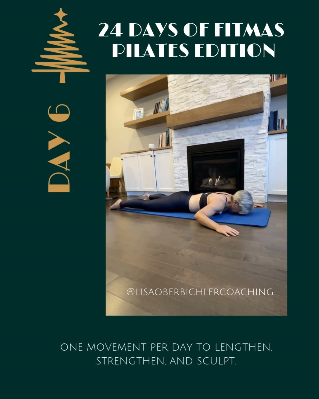 Day 6 • 24 Days of Fitmas — Pilates Edition 🎄✨

Today we’re showing some love to the muscles that run along your spine — your powerful back extensors!
We’re lying prone (on your belly) in a goal-post arm position, then reaching the arms forward in a smooth, controlled sweep — a variation of Pilates Swimming that builds strength, stability, and beautiful posture.

Cueing:
👉 Keep your legs long and lightly engaged
👉 Draw your belly gently away from the mat (no crunching the low back)
👉 Lift chest + arms with length, not height
👉 Glide your arms forward like you’re slicing through water
👉 Exhale to reach, inhale to return to goal-post

This one wakes up your entire posterior chain and leaves you feeling taller and stronger. 💪✨

#24DaysOfFitmas #PilatesEdition #PilatesStrong #BackBodyStrength #SpinalExtension #CoreAndMore #PilatesPosture #FitmasChallenge #MoveWithLisa #PilatesEveryDay #HolidayFit #SaugeenShoresFitness #PortElginPilates