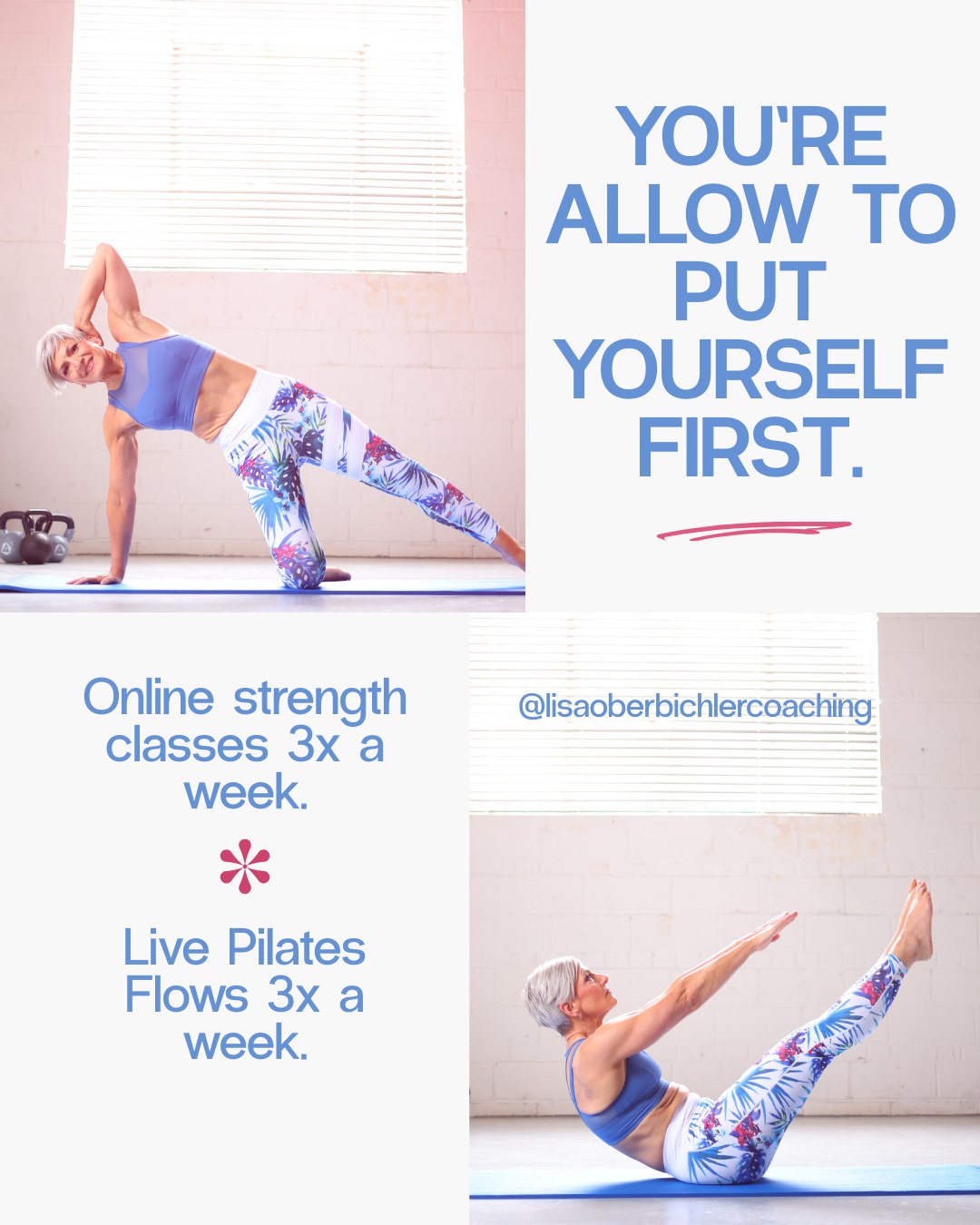 It’s time to put yourself first — your health, your fitness, your strength. 💛

For too long, life has taken priority over you. It’s time to change that. My new program, Transform Your Mind & Body 2026, starting January 12th, is all about helping women over 40 reclaim their energy, strength, and confidence — from the inside out.

No quick fixes. No fads. Just real movement, mindful nutrition, and powerful mindset shifts to help you feel strong, capable, and proud of your body again. ✨

📩 For more info, email: lisaoberbichlercoaching@gmail.com

🌐 Or visit: www.inspiration2grow.com

#WomenOver40
#StrongAtAnyAge
#MidlifeStrength
#StrengthTrainingForWomen
#FunctionalFitness
#HealthyAging
#BuildMuscleOver40
#MindsetMatters
#MoveWithPurpose
#ConfidenceFromWithin
#PilatesForWomen
#LiftForLongevity
#FitnessOver40
#StrongNotSkinny
#TransformationJourney