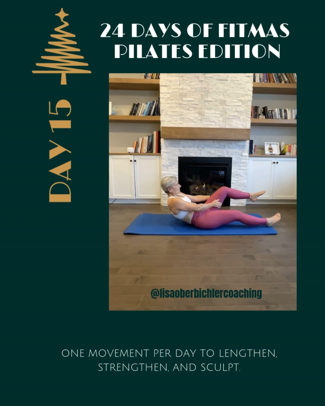 🎄 Day 15 of the 24 Days of Fitmas – Pilates Edition 🎄
✨ The Roll Up (with a smart modification first!) ✨

Today’s move is a Pilates classic — the Roll Up — but we’re starting with a modification because control always comes before momentum 😉

🧘‍♀️ Why the modification?
The Roll Up challenges core strength, spinal articulation, and control. Using a modification (bent knees, band, or assisted arms) helps you feel the movement through the abdominals, not the hip flexors or neck.

🎯 Cue it like a Pilates pro:
• Inhale to prepare, exhale to gently nod the chin
• Scoop the abdominals in and up as if you’re hollowing the belly
• Roll through the spine one vertebra at a time — slow and smooth
• Shoulders stay relaxed, neck stays long (no yanking!)
• On the way down, imagine placing each vertebra back onto the mat like ornaments on a tree 🎄

💡 Pilates teacher tips:
✔ Move slowly — this is not a race
✔ If you feel your feet lifting or your neck working, go back to the modification
✔ Control the lowering just as much as the lift (that’s where the magic is ✨)

This move builds deep core strength, improves spinal mobility, and teaches total-body control — perfect for posture, balance, and everyday movement.

🎁 Fitmas reminder: Strong doesn’t mean flashy. Strong means controlled, connected, and consistent.

#24DaysOfFitmas #PilatesRollUp #PilatesModification #CoreControl #SpinalMobility #PilatesForAll #MindfulMovement #HolidayFitness #MoveWithControl #LakeshoreRec #StrongNotRushed
